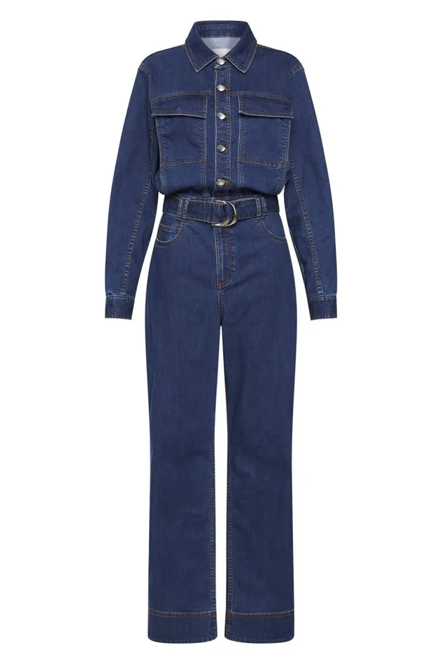 Aje Denim Neo Denim Jumpsuit Washed Indigo 8211 Women