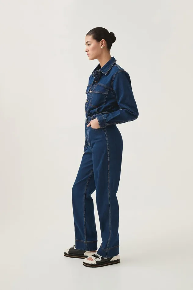 Aje Denim Neo Denim Jumpsuit Washed Indigo 8211 Women