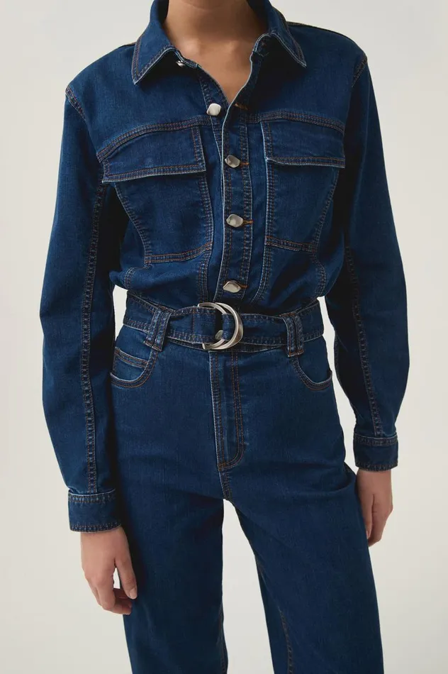 Aje Denim Neo Denim Jumpsuit Washed Indigo 8211 Women