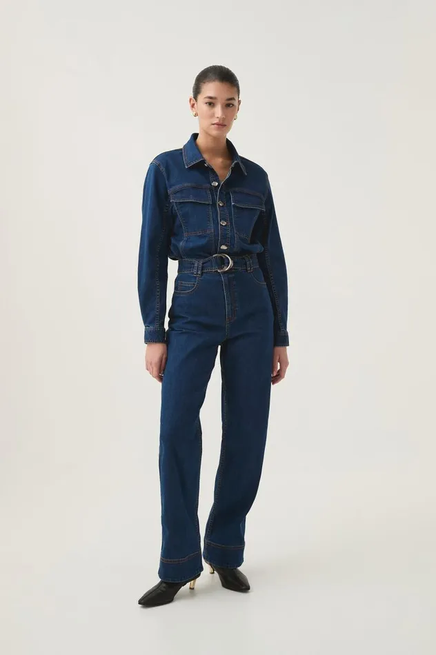 Aje Denim Neo Denim Jumpsuit Washed Indigo 8211 Women