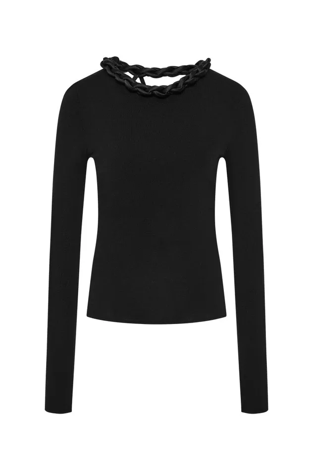 Aje Tops Entwined Open Back Knit Top Black 8211 Women