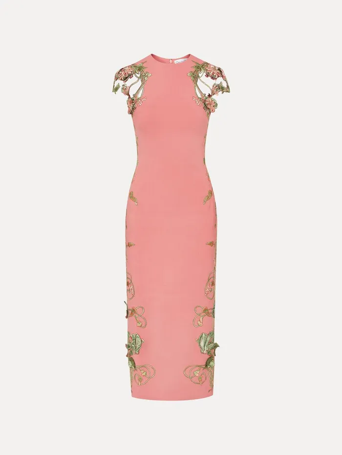 Art Nouveau Pencil Dress Rouge Women Oscar De La Renta Dresses