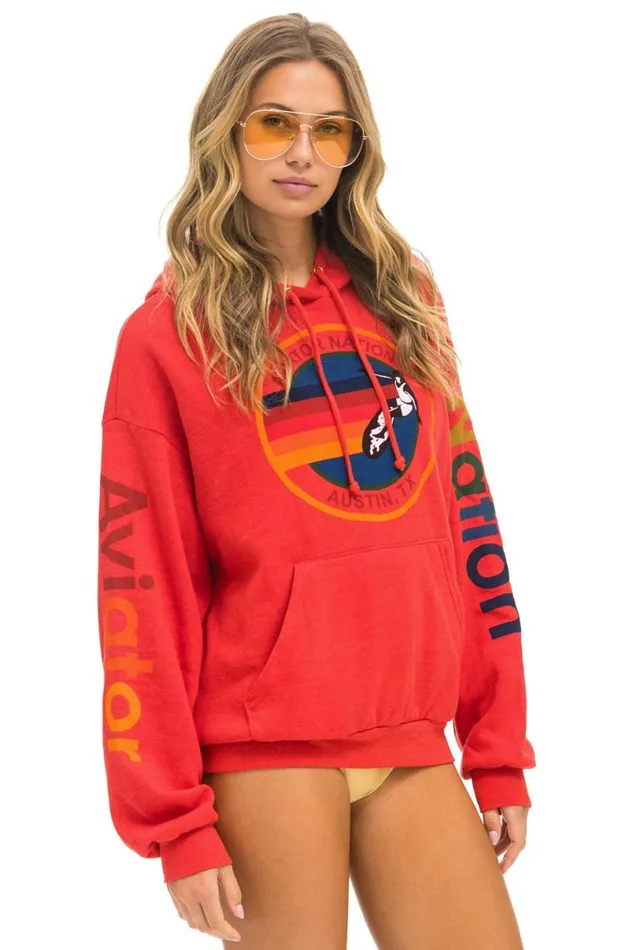 Austin Relaxed Pullover Hoodie 8211 Red WomenMen Aviator Nation Hoodies