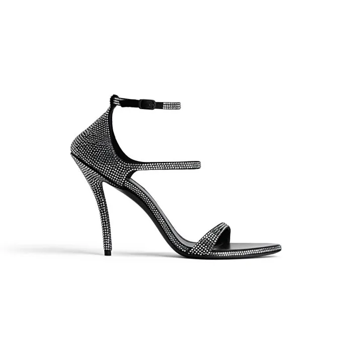 Balenciaga Pumps and Heels Women Women039s Honey 110mm Sandal With Rhinestones In Blackgrey Blackgrey