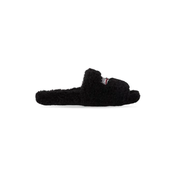 Balenciaga Sandals and Mules Men Men039s Furry Slide Sandal In Blackwhitered Blackwhitered