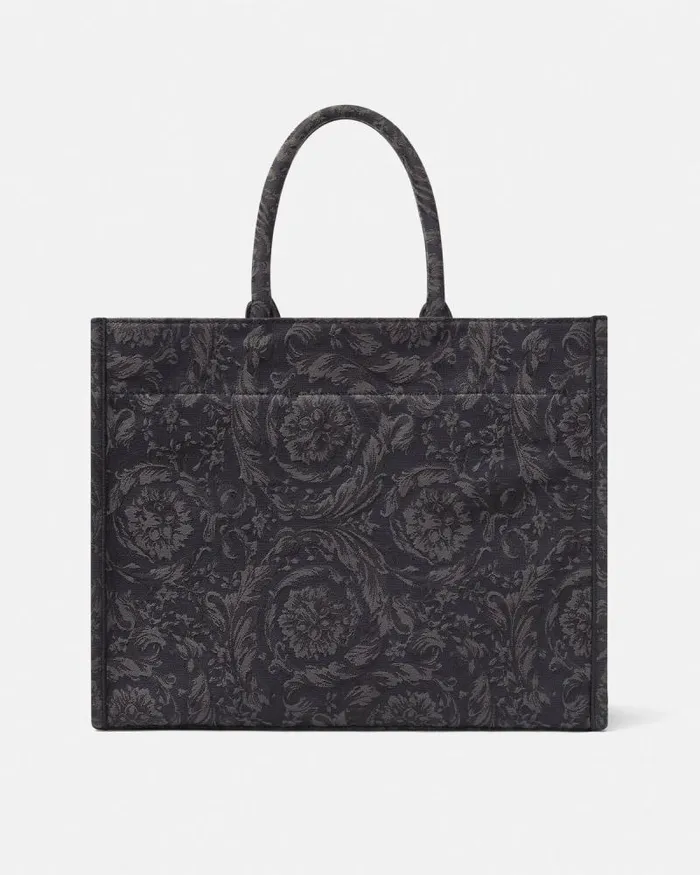 Barocco Athena Large Tote Bag Blackprint MenWomen Versace Athena