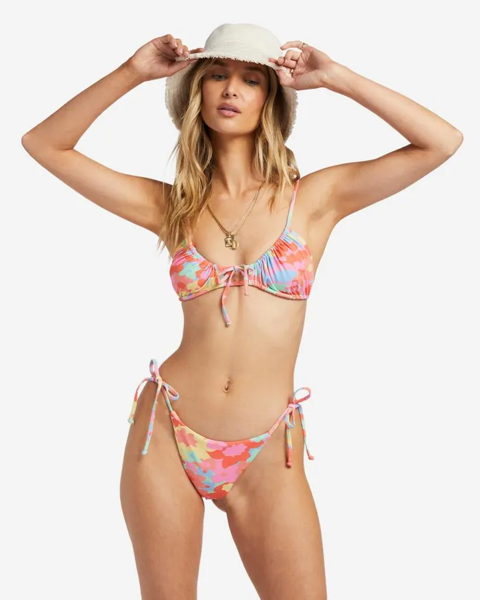Billabong Coast Is Clear Ruched Triangle Bikini Top Multi Womens Bikinis