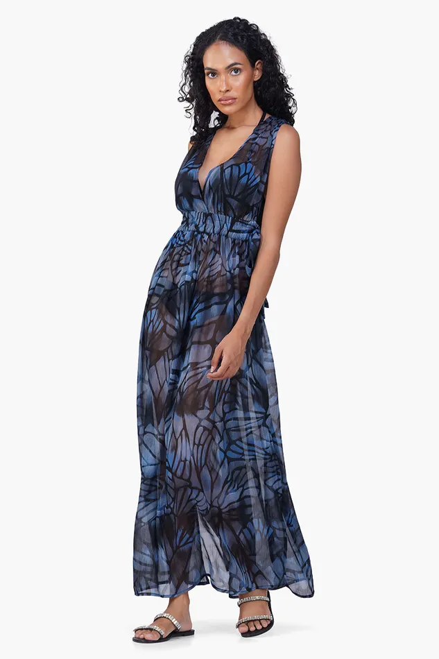 Blue Morpho Printed Cover Up Dress Dresses America and Beyond Women
