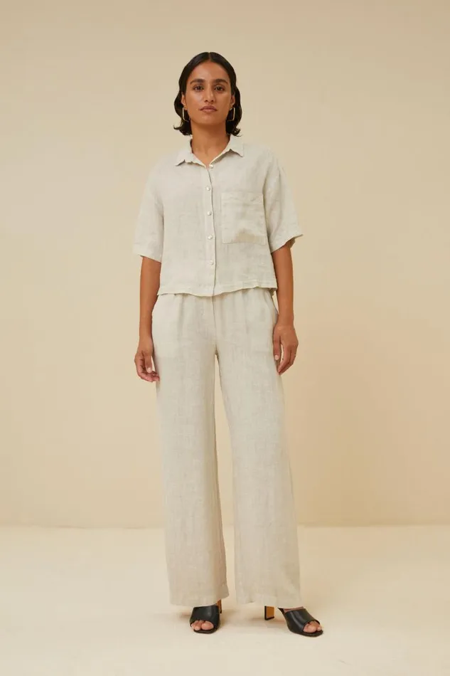 ByBar Blouses Vrouwelijk Cris Linen Blouse Chalk