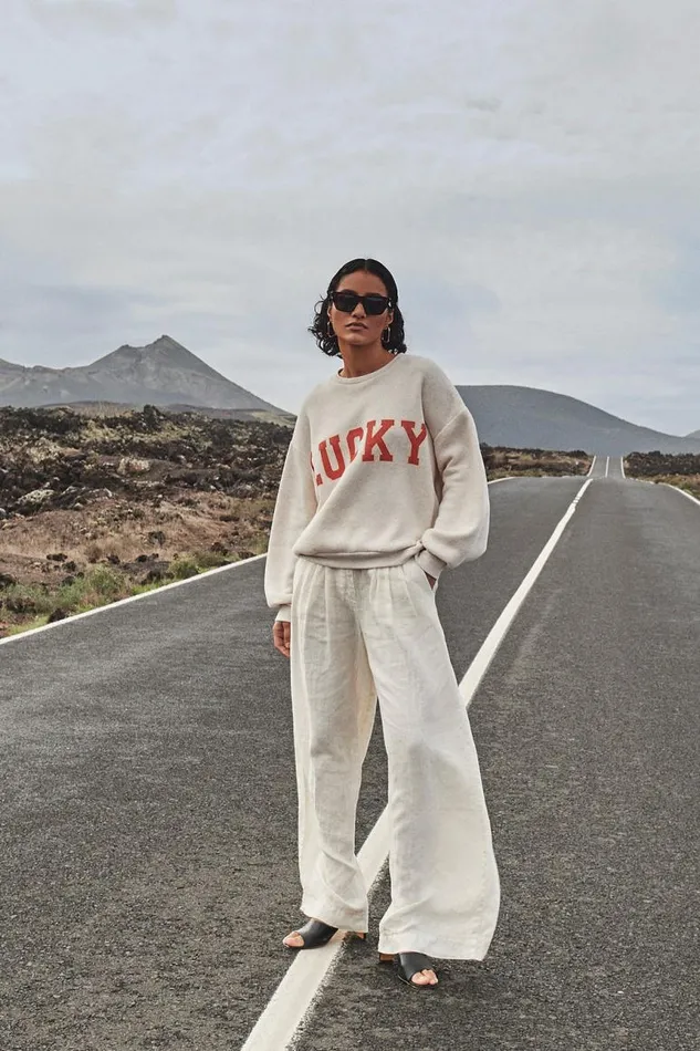 ByBar Broeken Vrouwelijk Eli Linen Pant Cream