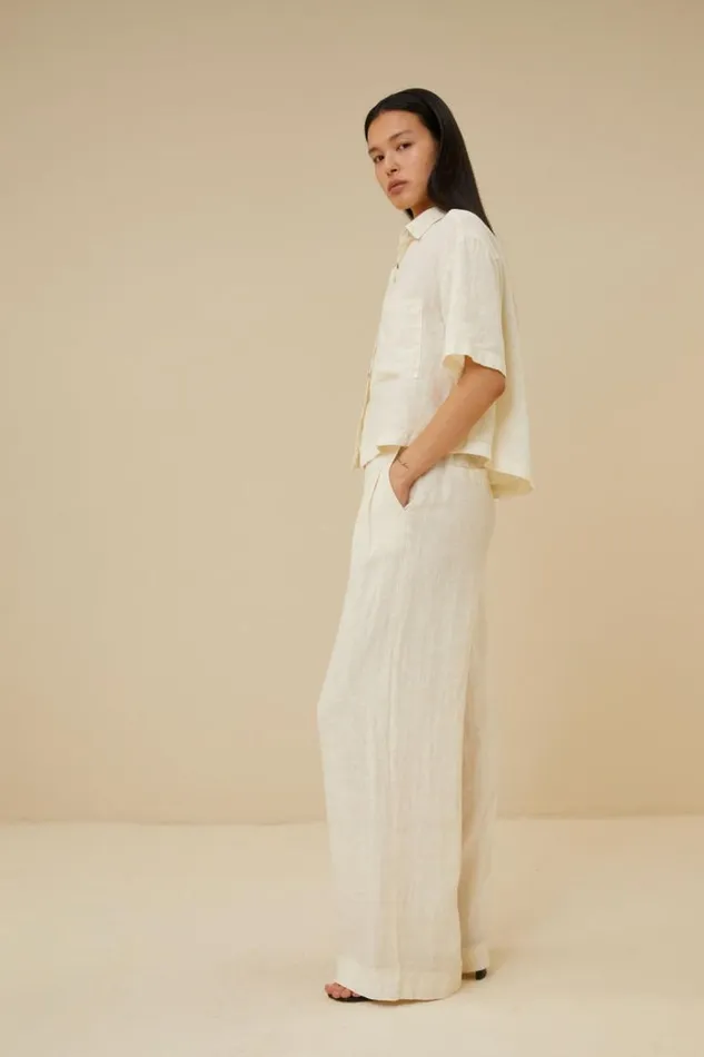 ByBar Broeken Vrouwelijk Eli Linen Pant Cream