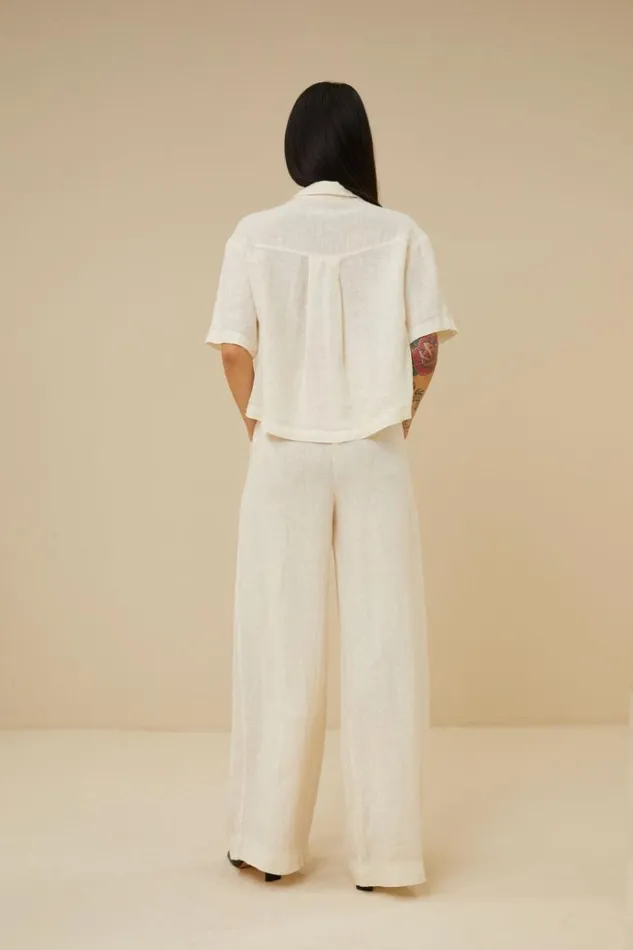 ByBar Broeken Vrouwelijk Eli Linen Pant Cream