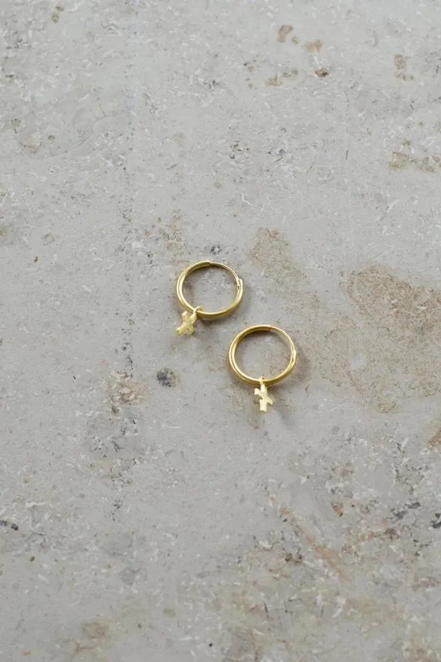 ByBar Sieraden Vrouwelijk Pd Cross Round Earring Gold
