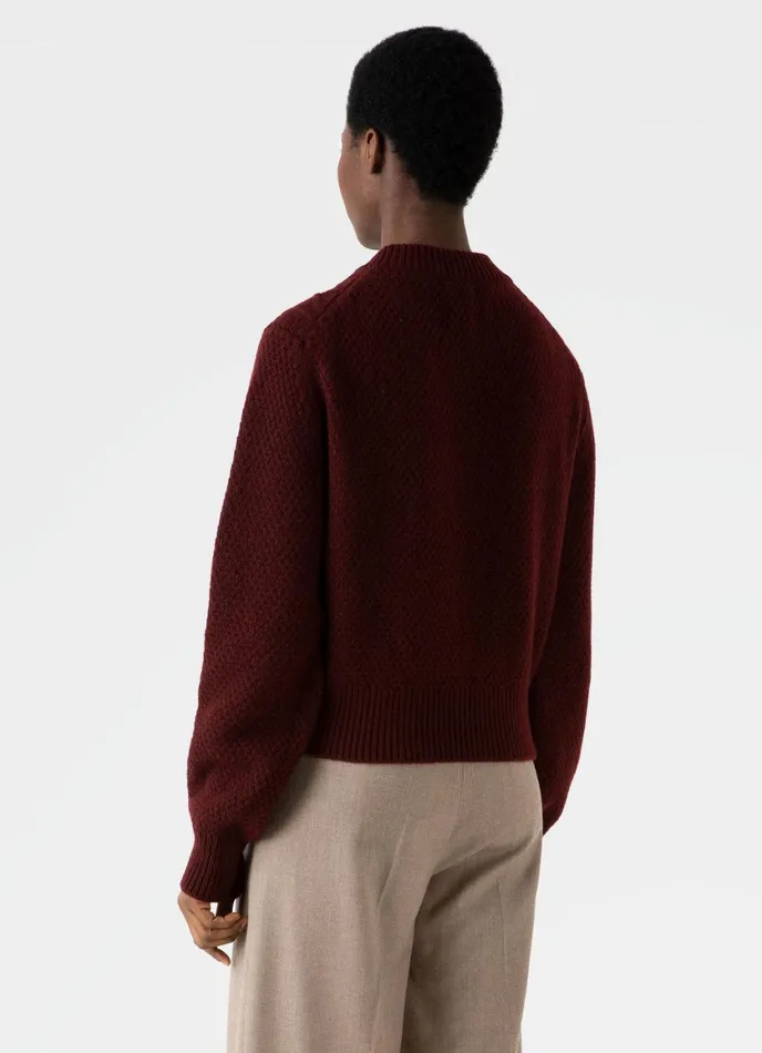 Cable Knit Jumper Maroon Women SUNSPEL Knitwear