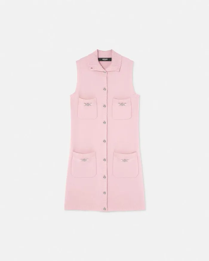 CashmereBlend Shift Knit Mini Dress Light Pink Women Versace Dresses