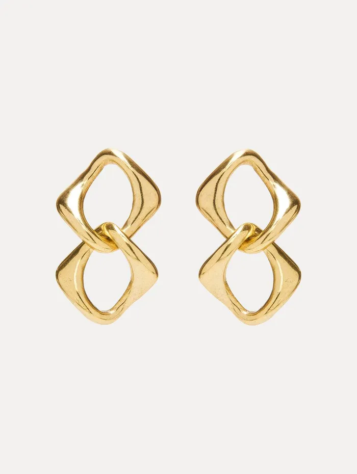 Chain Link Earrings Gold Women Oscar De La Renta Earrings