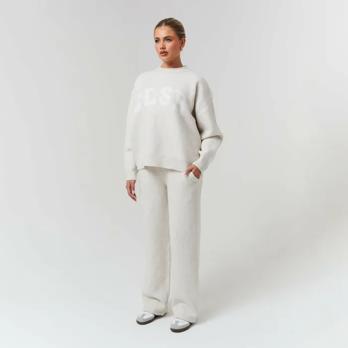 Closure London Knit Open Hem Jogger Oatmeal Women Joggers