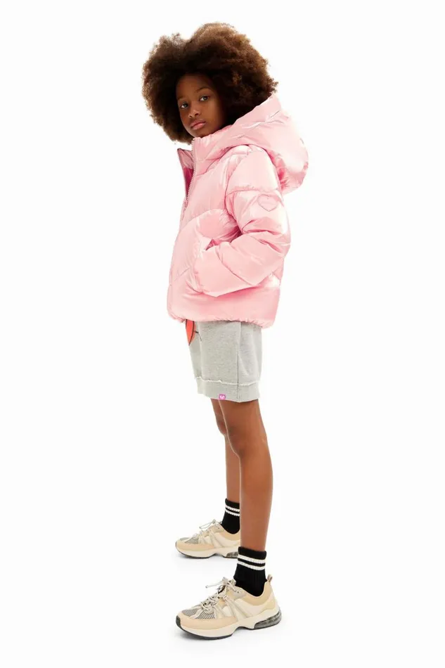 Coats And Jackets Kids Desigual Metallic Padded Coat With Hood Red