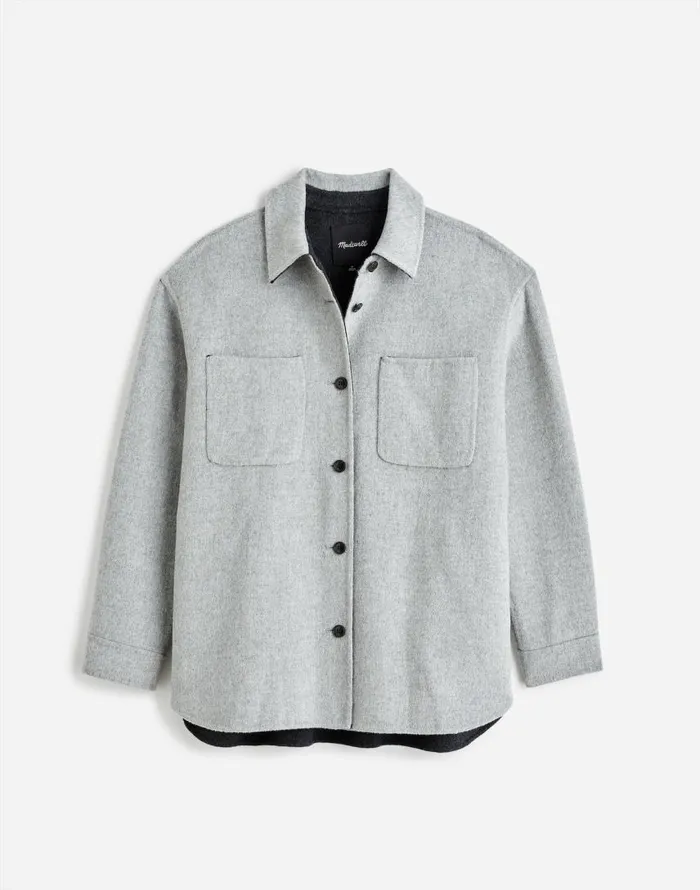 Coats Jackets Women Madewell DoubleFaced Long ShirtJacket Heather Coal