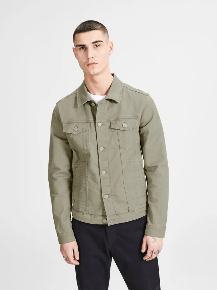 Denim Jackets JACK and JONES Mens ALVIN AKM 528 STS DENIM JACKET Green Aluminum