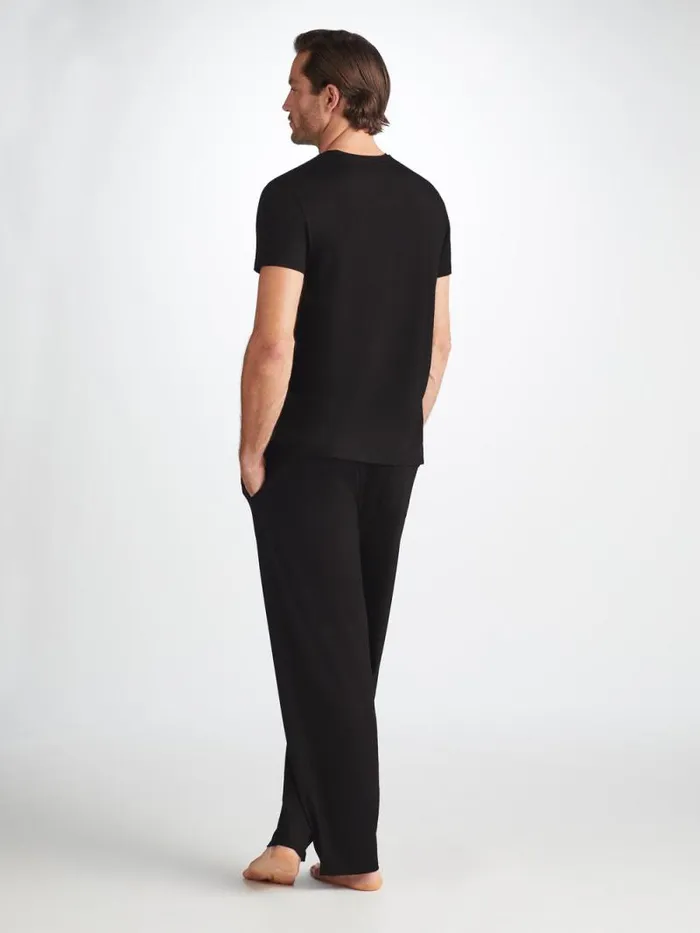 Derek Rose Lounge Pants Men Lounge Pants Basel Micro Modal Stretch Black