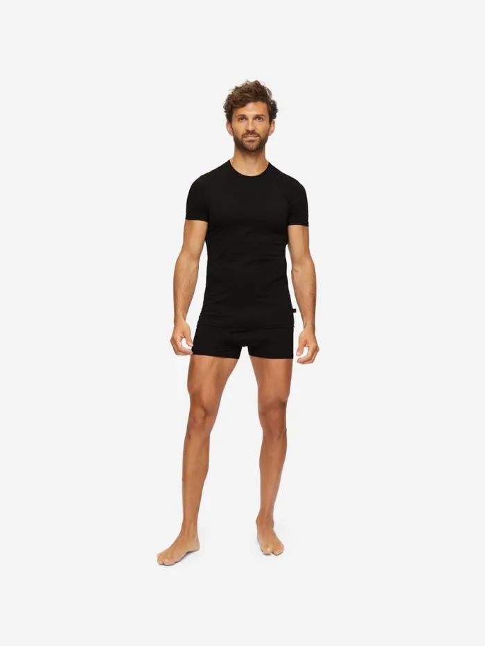 Derek Rose Underwear TShirts Men Underwear TShirt Jack Pima Cotton Stretch Black