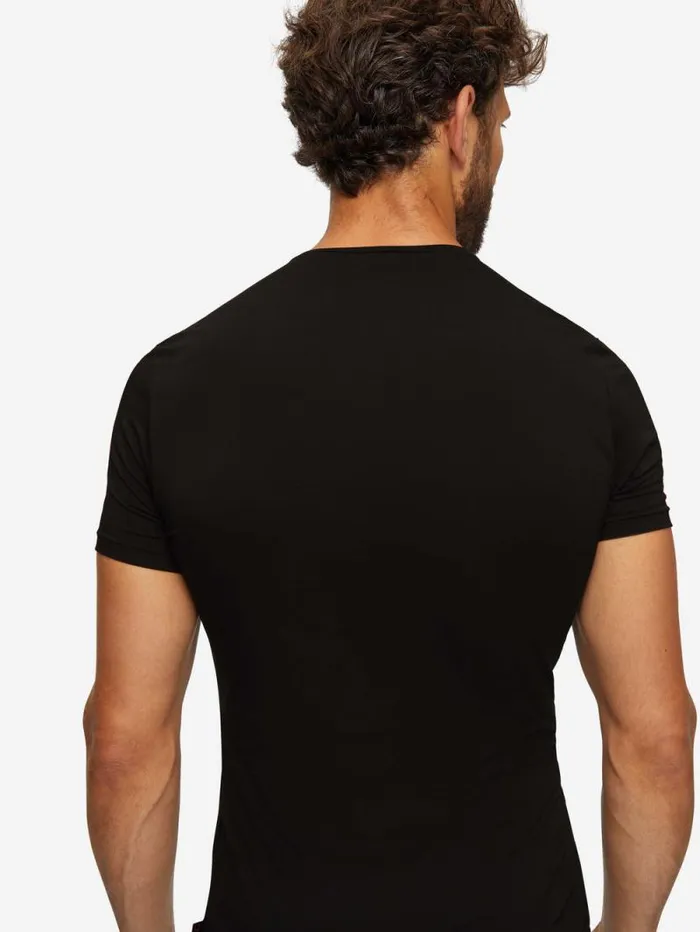 Derek Rose Underwear TShirts Men Underwear TShirt Jack Pima Cotton Stretch Black