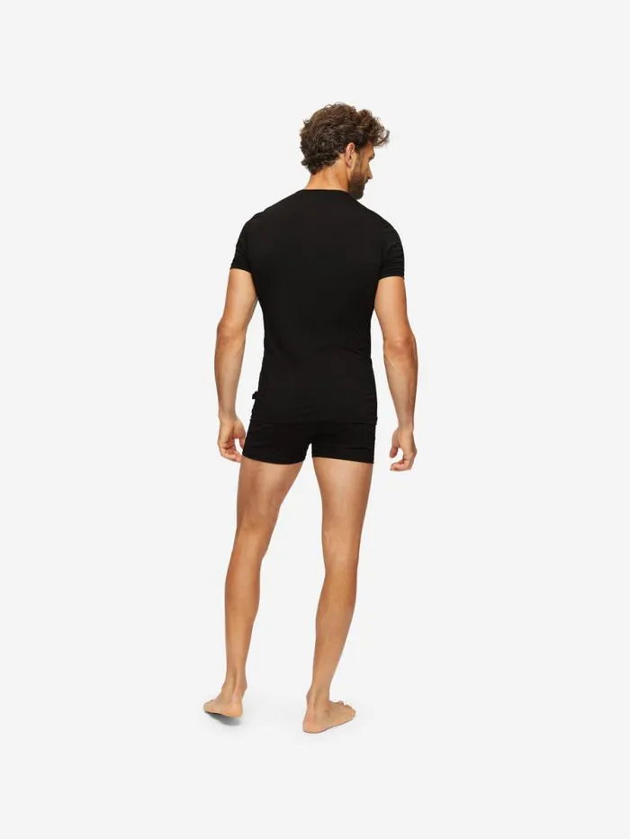 Derek Rose Underwear TShirts Men Underwear TShirt Jack Pima Cotton Stretch Black