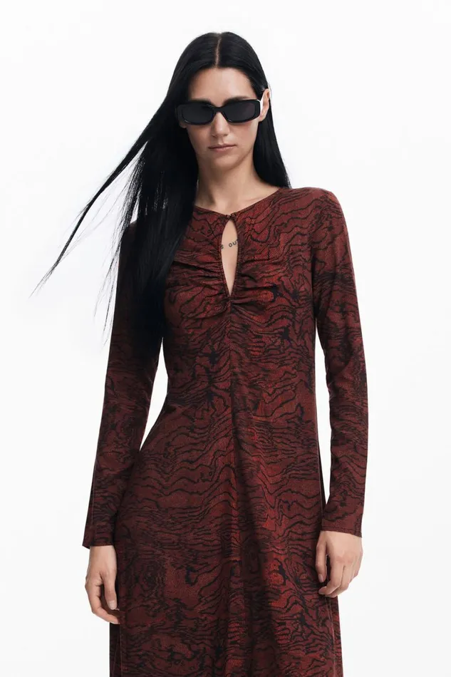 Dresses And Jumpsuits Women Desigual Dress With Desigual Lines Red