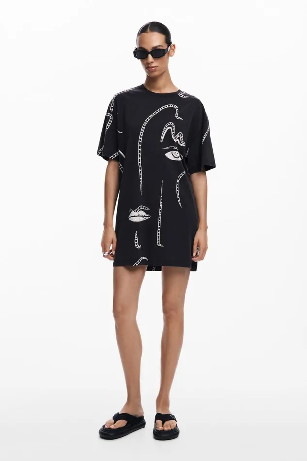 Dresses And Jumpsuits Women Desigual Illustrated Dress Black