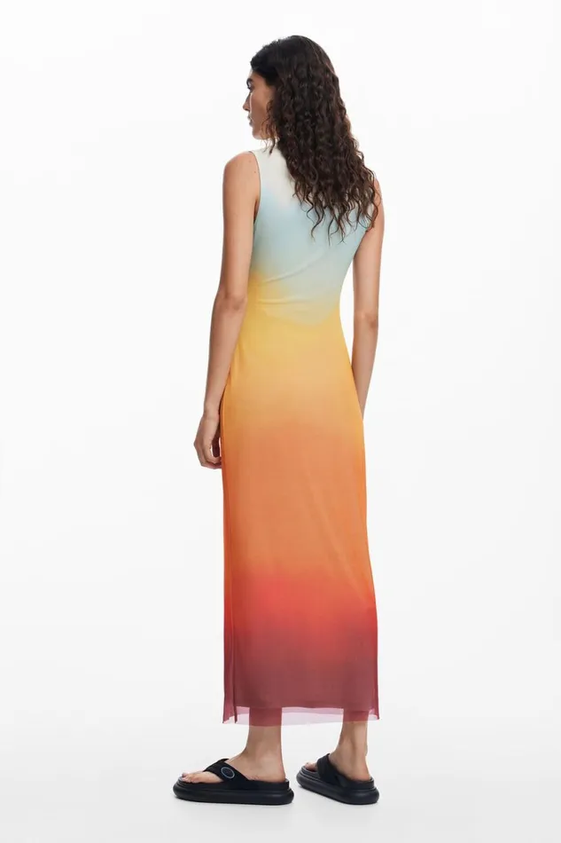 Dresses And Jumpsuits Women Desigual Ombre Tulle Dress Orange