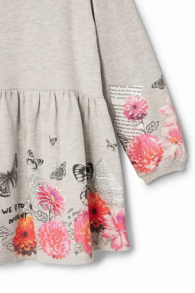 Dresses Kids Desigual Dress With Butterflies And Flowers Black