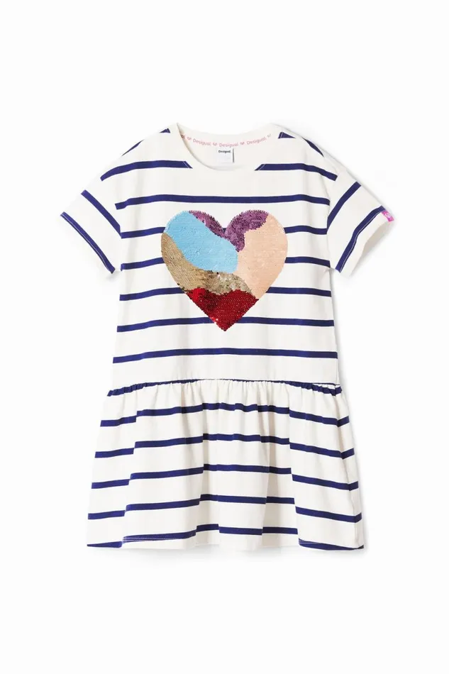 Dresses Kids Desigual Heart Stripe Dress Blue