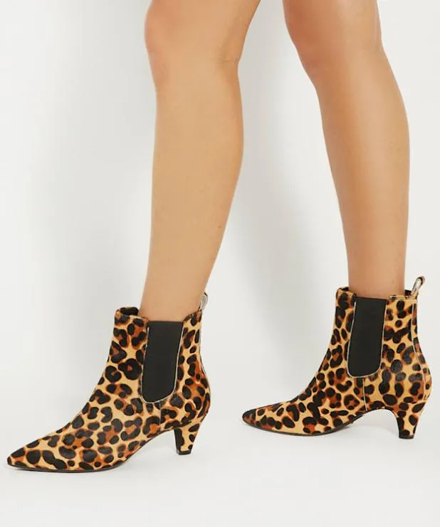 Dune London Chelsea Boots Women Statement Mid Heel Chelsea Ankle Boots Animal