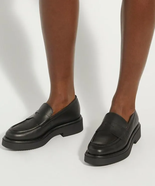 Dune London Loafers Women Leather Chunky Penny Loafer Black