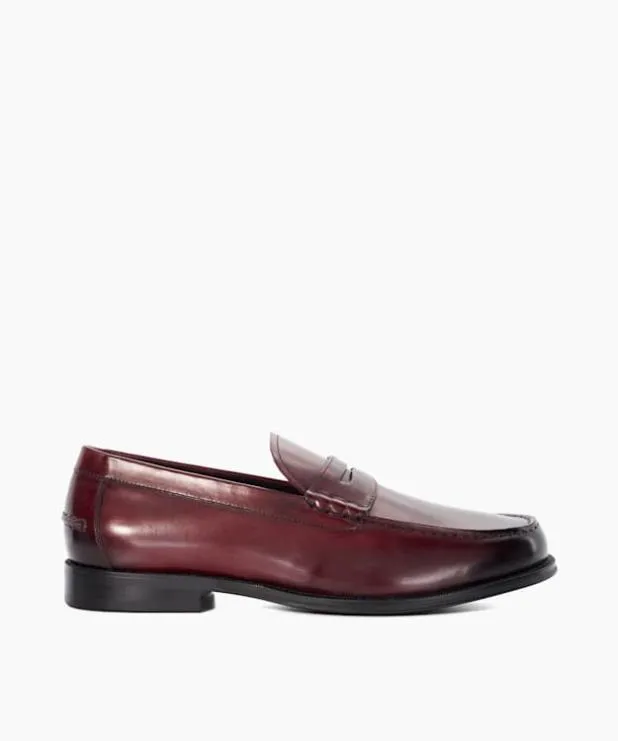 Dune London Smart Shoes Men PennyTrim Loafers Red