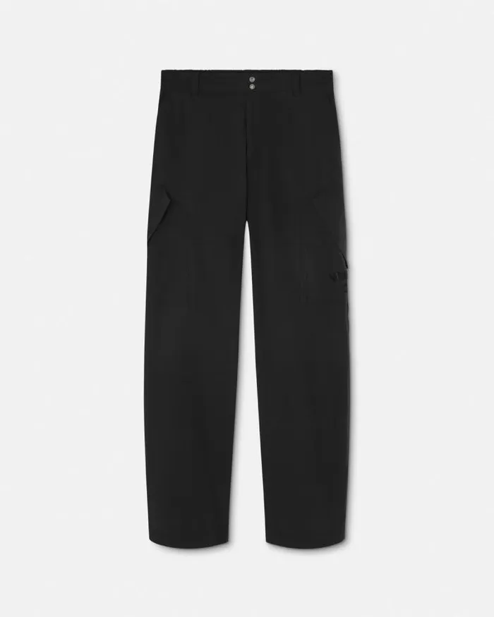 Embroidered Versace Milano Stamp Pants Black Men Versace Pants and Shorts