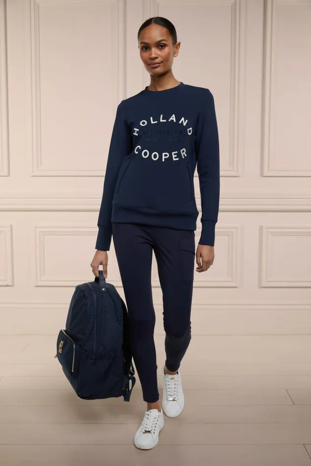 Equestrian Hoodies and Sweatshirts Holland Cooper Crystal Crew Neck Sweat Ink Navy
