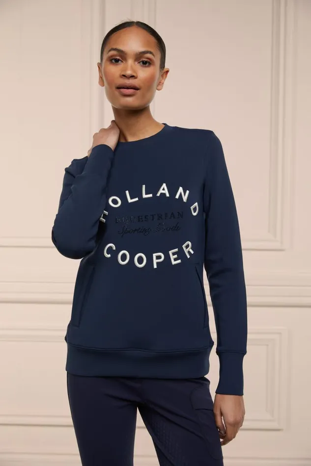 Equestrian Hoodies and Sweatshirts Holland Cooper Crystal Crew Neck Sweat Ink Navy