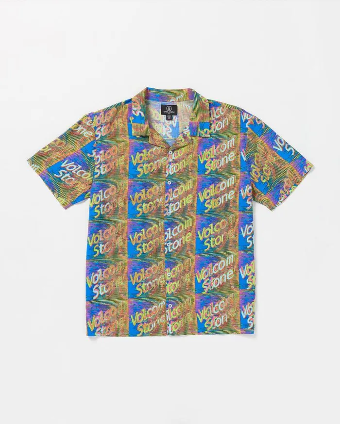 Fergadelic Woven Short Sleeve Shirt 8211 Patriot Blue Mens Volcom Tops and Tees