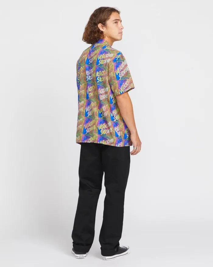 Fergadelic Woven Short Sleeve Shirt 8211 Patriot Blue Mens Volcom Tops and Tees