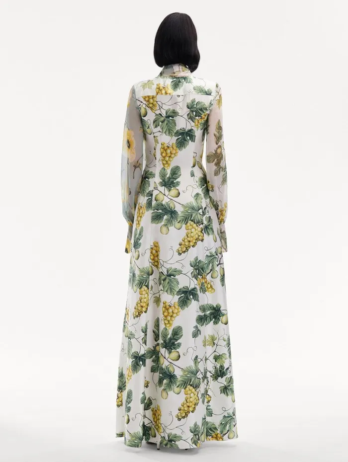 Fig and Grapes Silk Twill Caftan Multi Women Oscar De La Renta Gowns and Caftans Fig and Grapes Silk Twill Caftan Multi Women Oscar De La Renta Gowns and Caftans