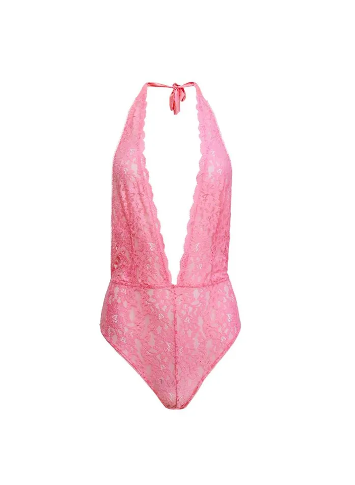 Fleur Du Mal Bodysuits Charlotte Halter Teddy Pink Cadillac 8211 Women