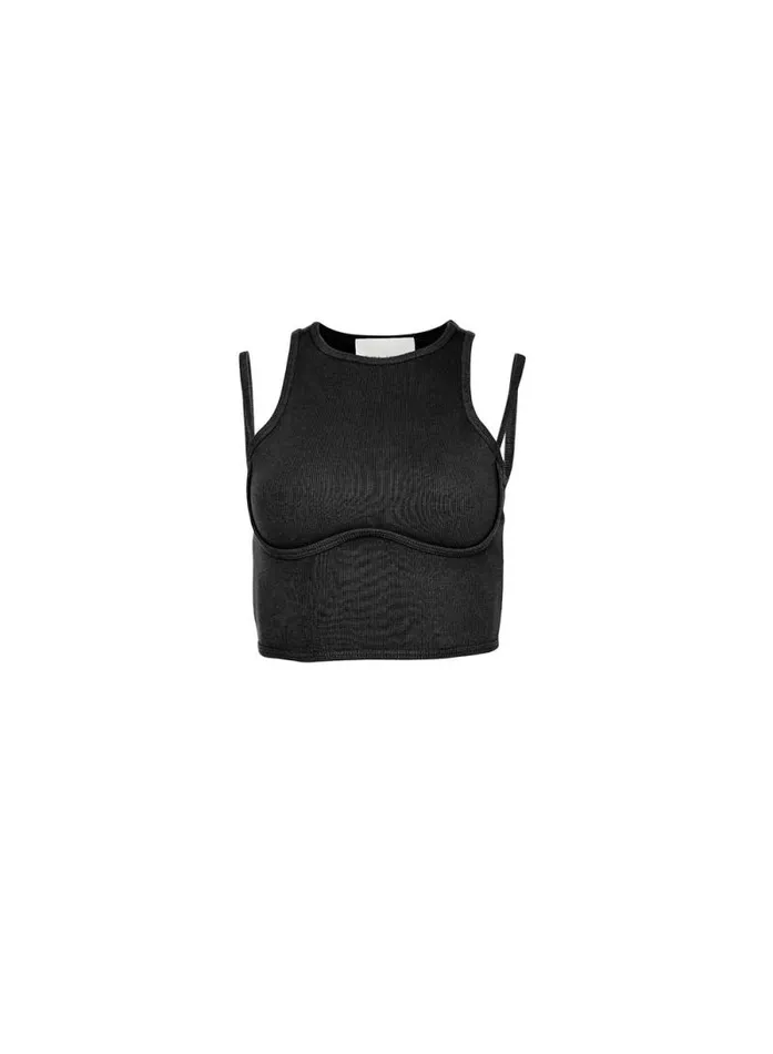 Fleur Du Mal Knitwear Strappy Ribbed Tank Black 8211 Women