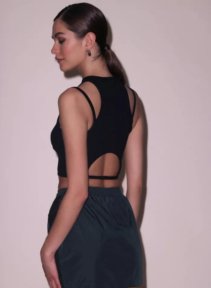 Fleur Du Mal Knitwear Strappy Ribbed Tank Black 8211 Women