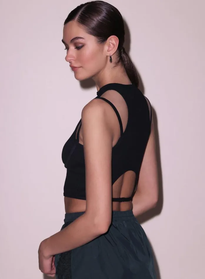 Fleur Du Mal Knitwear Strappy Ribbed Tank Black 8211 Women