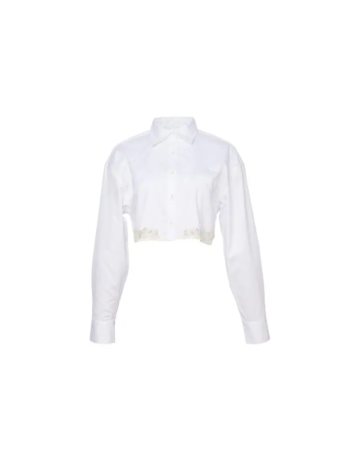Fleur Du Mal Tops Poplin Cropped Button Down White 8211 Women