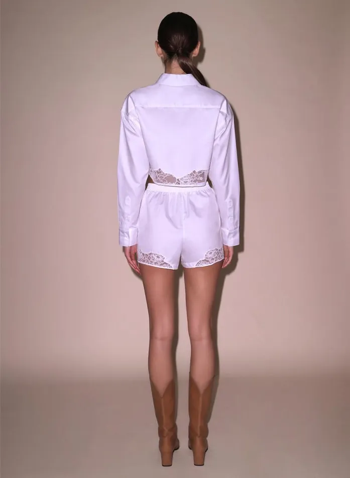 Fleur Du Mal Tops Poplin Cropped Button Down White 8211 Women