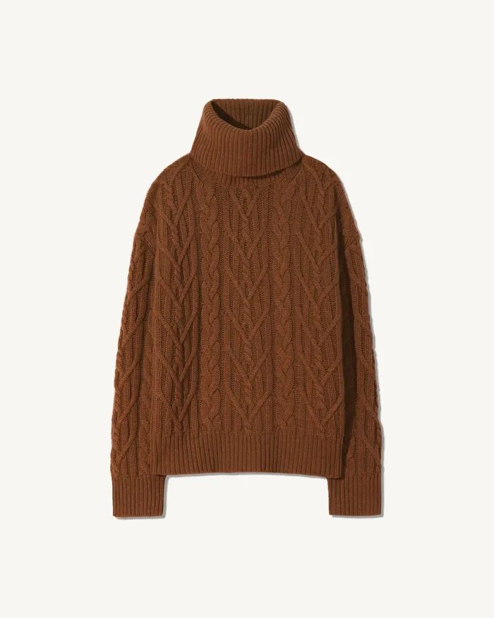 GIGI CASHMERE TURTLENECK SWEATER Coffee Women Nili Lotan Knits and Sweaters