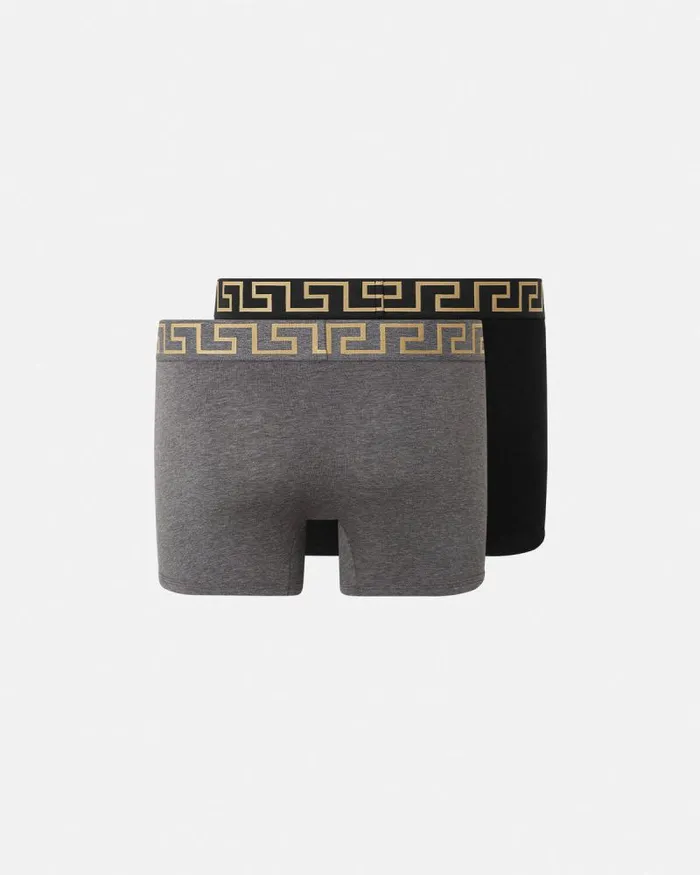Greca Border Long Trunks 2Pack Blackgray Men Versace Boxers